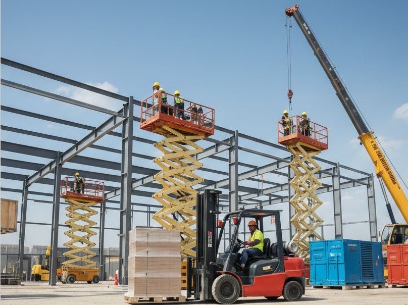 قسم التأجير: كلارك، سيزر ليفت، مان ليفت، أوناش تليسكوبي، أوناش انقاذ السيارات